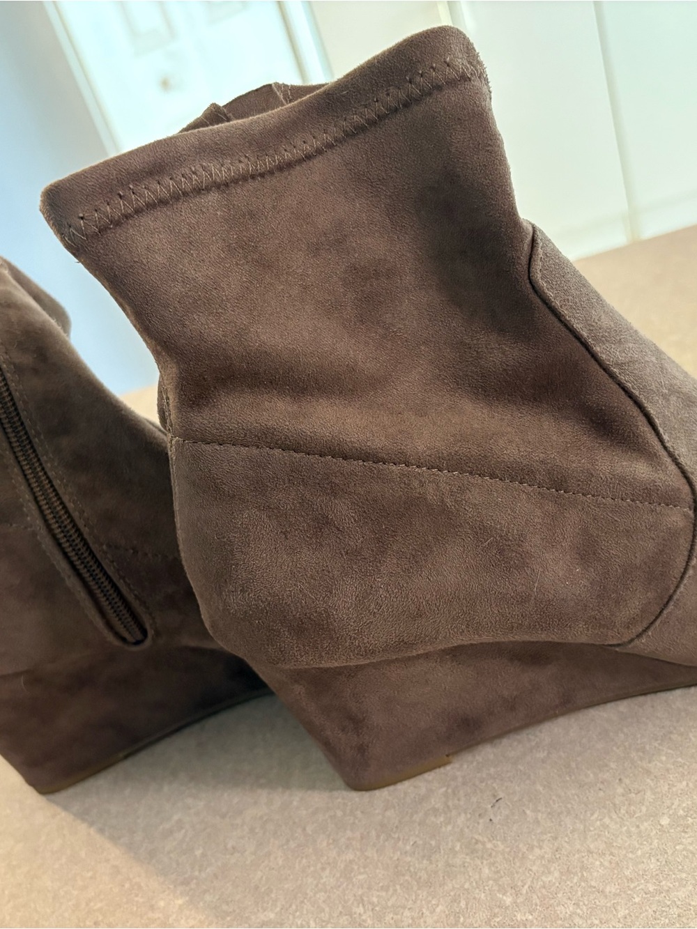 Lane Bryant Brown Suede Wedge Ankle Boots